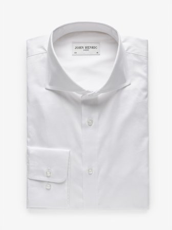 John Henric Men's Weißes Stretch-Hemd Slim Fit Size 42