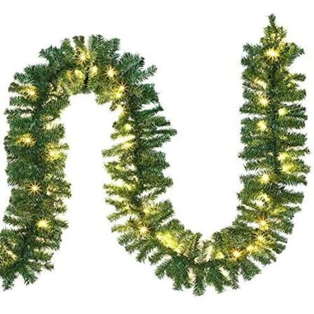 Julelys 2,7 m guirlande 30 LED-pærer Jul indendørs udendørs juledekoration gran guirlande varm hvid
