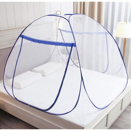 Mongolsk yurt myggenet (OU blå blonde krypteret dobbeltdør, 180*200*150cm)