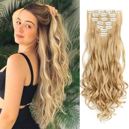 22 tums eleganta sexiga lockiga hårförlängningar 7 st/set 16 clips Long Curly Wave-Body Wave Hair Extensions Clip in hair extensions