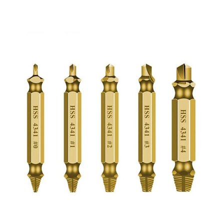 6 stk. beskadiget HSS skrueudtrækker til afisolering af dobbelt endede skrueudtræk (guld)