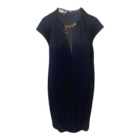 Stella McCartney Pre-owned V Neck Mini Kjole with Chain in Viscose Blå, Dame