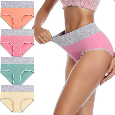 Underkläder Dam Hög Midja Bomull Knickers Damtrosor Plus Size Multipack 4 st -JRSZ