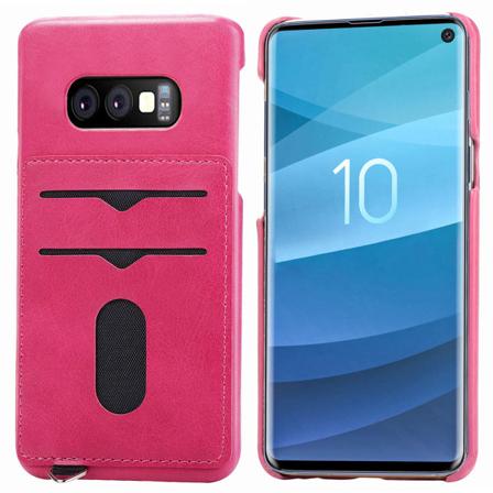Praktisk cover med kortholder - Samsung Galaxy S10e Rosaröd