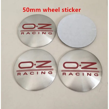 Bil Emblem Felg Center Nav Kapsel Merke Deksel Klistremerke Styling Tilbehør OZ OZ Logo 50mm 4stk-sølv rød