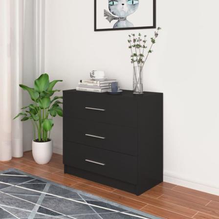 Byrå Spånskiva 71x35x68 Cm Svart Svart