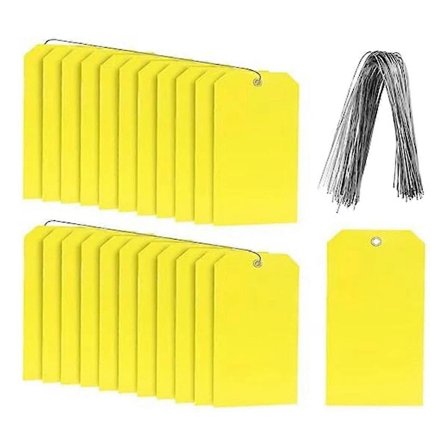100 stk. 15,9 cm x 7,9 cm Plastfragtetiketter med Tråd Holdbare Skrivbare Hængemærker, Fragtetiketter til Udstyr Reservedele
