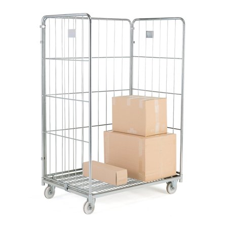 Gitterrollcontainer MANOR, dreiseitig, 1200 x 800 x 1800 mm