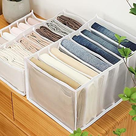 2 st 7 fack tvättbar garderob kläder arrangör jeans leggings fack förvaringslåda (36x17x12cm)/(36x25x20cm)