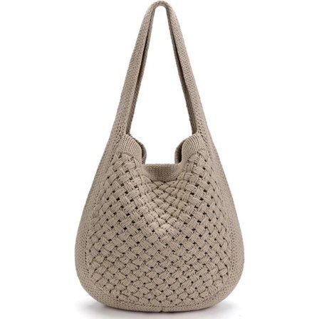 Strikkede skuldertasker Hæklet taske KAFFE