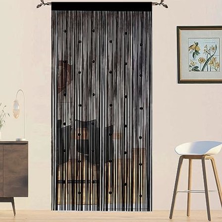 Perlebesatte dørgardiner (svart 100 * 200 cm), flygende gardiner for dører, vinduer, romskillevegger, dørpaneler, gardiner for stuegarderobe