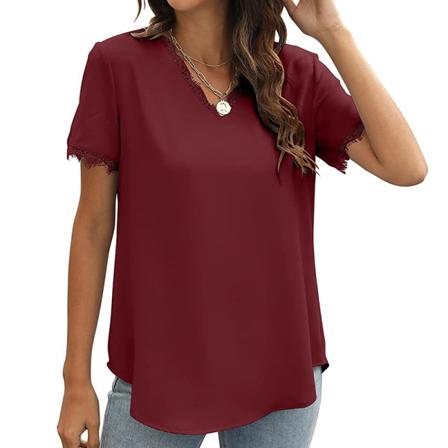 Kortärmad T-shirt För Kvinnor V-ringad S