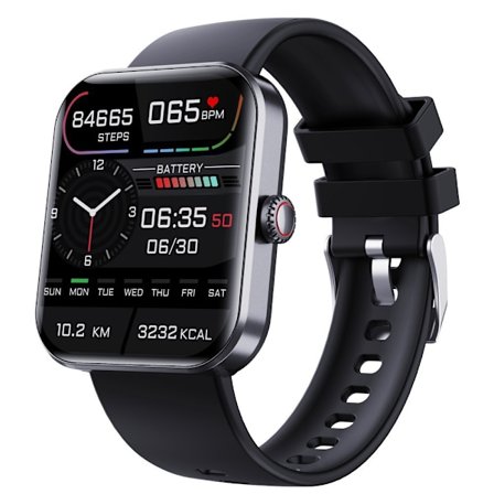 F57l Blodsockerövervakning Smartwatch, Fitness Tracker, Smartwatch med Blodtryck, Unisex, Svart