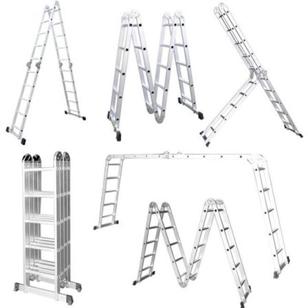 Multifunktionell Stege 4x5 i Aluminium - UISEBRT - Belastningskapacitet 150KG - Silver