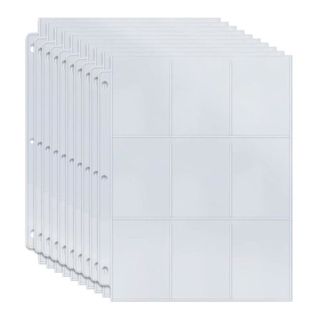 10-pakning - Plastlommer for Samlekort - Card Sleeves 9-lommer Transparent