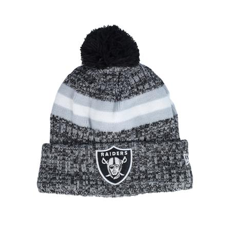 New Era - Las Vegas Raiders Sport Knitted Sideline 23 Black Pom Pom Black Beanie - NFL @ Hatstore