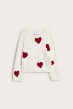 Kappahl | Myk strikkegenser med hjerter | Offwhite