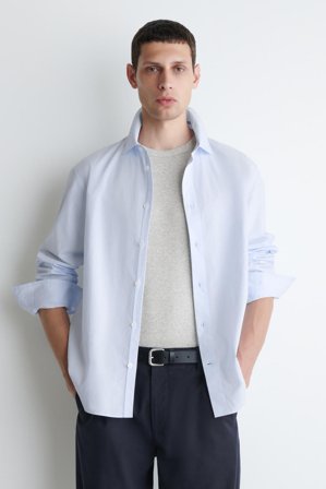 COS Men's Relaxed Pima Cotton Poplin Shirt in Blue