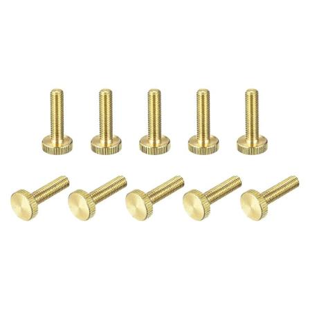 Räfflade tumskruvar, M6x25mm platta mässingsbultar Gripknoppar Fästelement för PC, Elektronisk, Mekanisk 10st