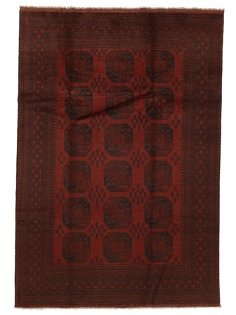 Afghan Fine Vloerkleed 198X290 Zwart/Donkerrood Wol, Afghanistan