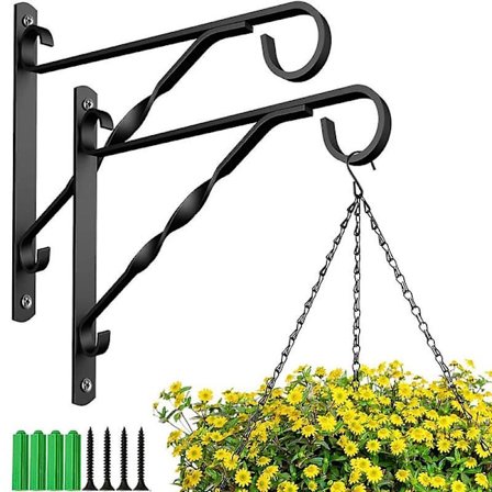 Hængende Plante Beslag, 2 Pak Væg Plantekrog Med Jernskruer Inkluderet, Vindspil Indendørs, Blomsterpotte, Lanterne, Udendørs Indendørs 