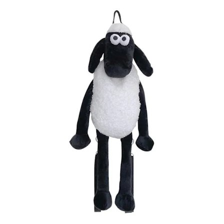 Shaun the Sheep Rygsæk til Kvinder Sort og Hvid Plys Taske