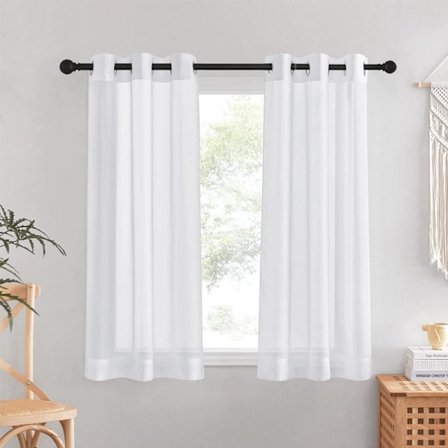 Vita skira gardiner - set med 2 korta gardiner 140 x 160 cm