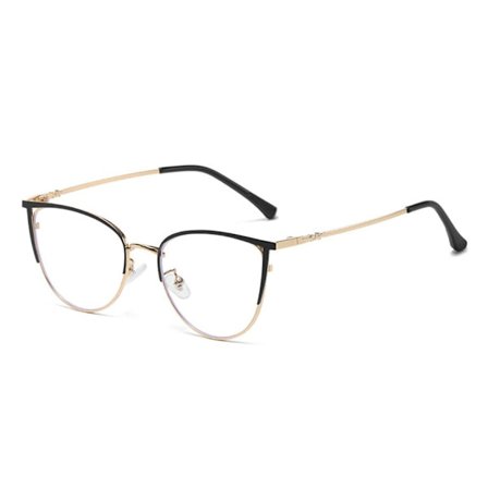 Anti-Blue Light Glasögon Runda Glasögon SVART GULD