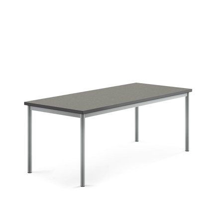 Desk SONITUS, 1600x700x600 mm, dark grey linoleum, alu grey