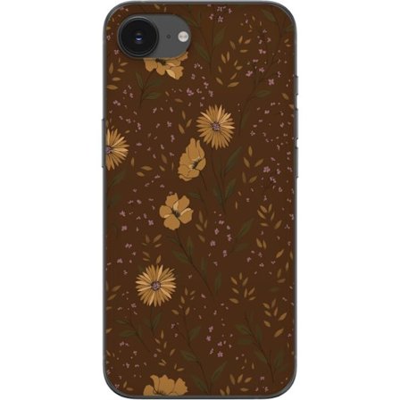Kompatibelt Mobilskal till Apple Apple iPhone 16e Bruna blommor retro blommönster blommig design 70-tals vintagestil mönster bohemisk tapetinspirati