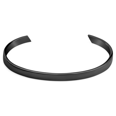 5 mm Polished Black Adjustable Stainless Steel Cuff Bracelet for Men - Cuff bracelets