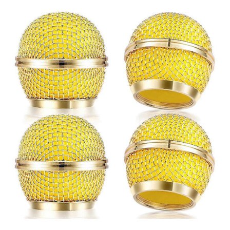 4-pack Mikrofon Grill Ersättning, Mesh Mikrofon Grill Huvud för SM58 Trådlös Mikrofon & Trådbundna Mikrofoner, Guld