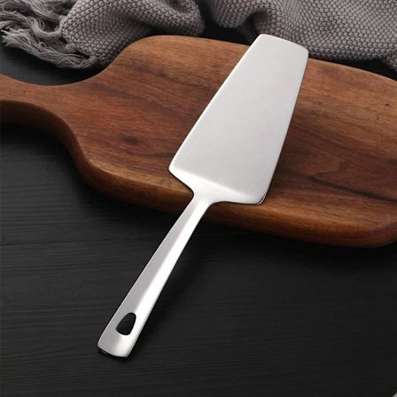 Kakekniv Pizza Spatel Server i Rustfritt Stål med Flatt Håndtak, Speilpolert og Oppvaskmaskinsikker, Sølv