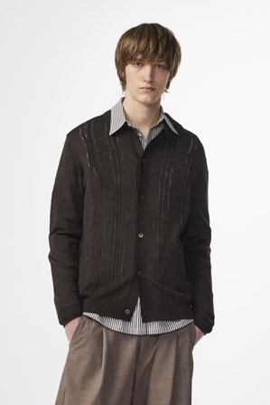 NN.07 Thor Cardigan Male Brown Certified Wool