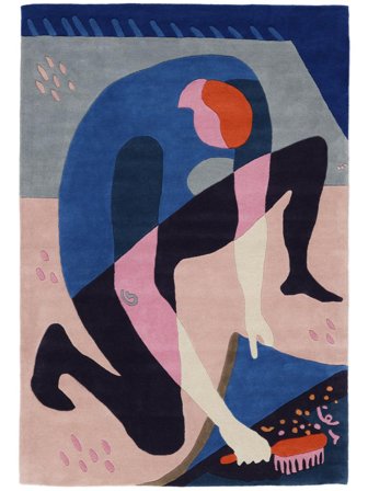 Tapis De Laine Under The Carpet Bleu/Rose Petit Oeko-Tex