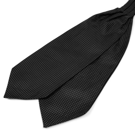 Cravatta ascot in seta nera con fantasia a pois per uomini - Cravatte ascot/Plastron