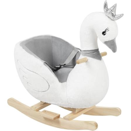 Rootz Plysch Swan gunghäst - Toddler Rocker - Barnleksak att åka på - Mjuk och bekväm - Interaktiv design - Säker och hållbar - 65cm x 68cm x 38cm
