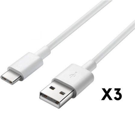 USB-C-kabel för Samsung Galaxy Tab S6 Lite 10.4 - Tab A 8.4 - Tab A7 10.4 - Tab A7 Lite 8.7 - Vit 1 Meter [LOT 3] Phonillico