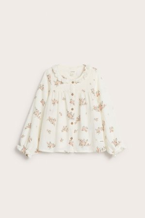 Newbie | Blommig blus med krage | Offwhite