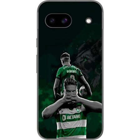 Yhteensopiva Puhelinkuori Google Pixel 8a Neonmotiivi, jossa teksti "Gaming is in my DNA" sinisenä ja punaisena tiiliseinällä, jossa loistava DNA-spir