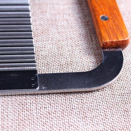 Rustfrit Stål Pommes Frites Skærer, Bølge Skærer med 2 Træ H