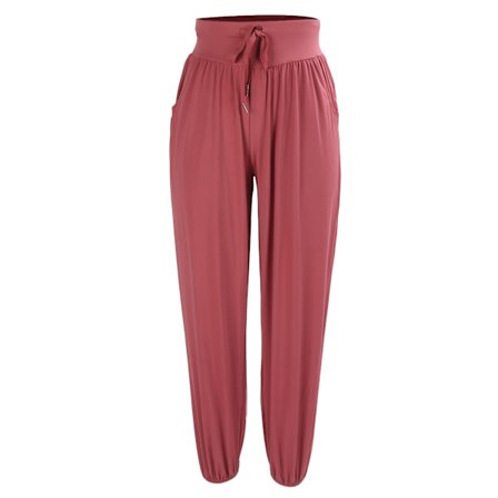 Yoga Sweatpants Højtaljede Lomme Hurtigtørrende Løb Fitness Bukser til Kvinder Vandmelon Rød L