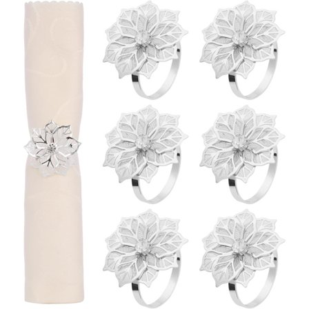 Serviettringer Sett med 6, Hult Design Serviettholder Blomster Strass Serviettspenner