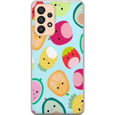 Kompatibelt Mobildeksel til Samsung Galaxy A33 5G Mønster av kawaii-frukter som jordbær sitron ananas og avocado på lyseblå bakgrunn