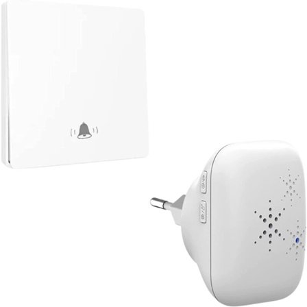 Eco Utomhus Trådlöst Batterifritt Dörrklockspaket Vattentätt IP 65 Snö Regn - Fjärrsändare - Plug-in Mottagare - 43 Volymnivåer - 38 Melodier
