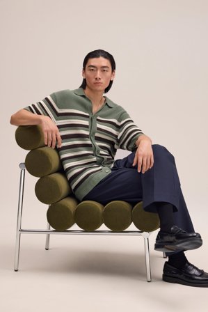 NN.07 Lars Cardigan Herren Grün Bio-Baumwolle