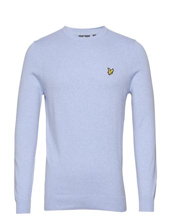 Cotton Merino Crew Jumper Strikkegenser M. Rund Krage Blå Lyle & Scott