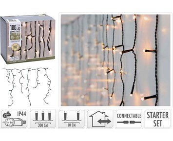 Others-Startset Icicle 100 LED Warm White-3 m startpakke med forlengbar istappslynge-Tools & Garden-Julebelysning
