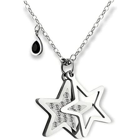 Halsband med stjärnor och tårformad berlock i rostfritt stål
