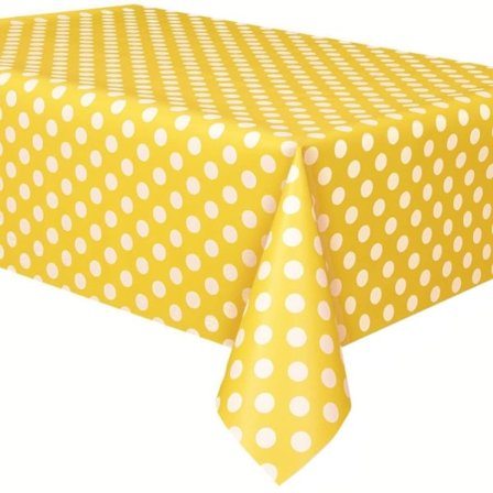 PC (Gul) Rektangulær 137 x 183 cm Polka Dot PVC Vokstduk Bord